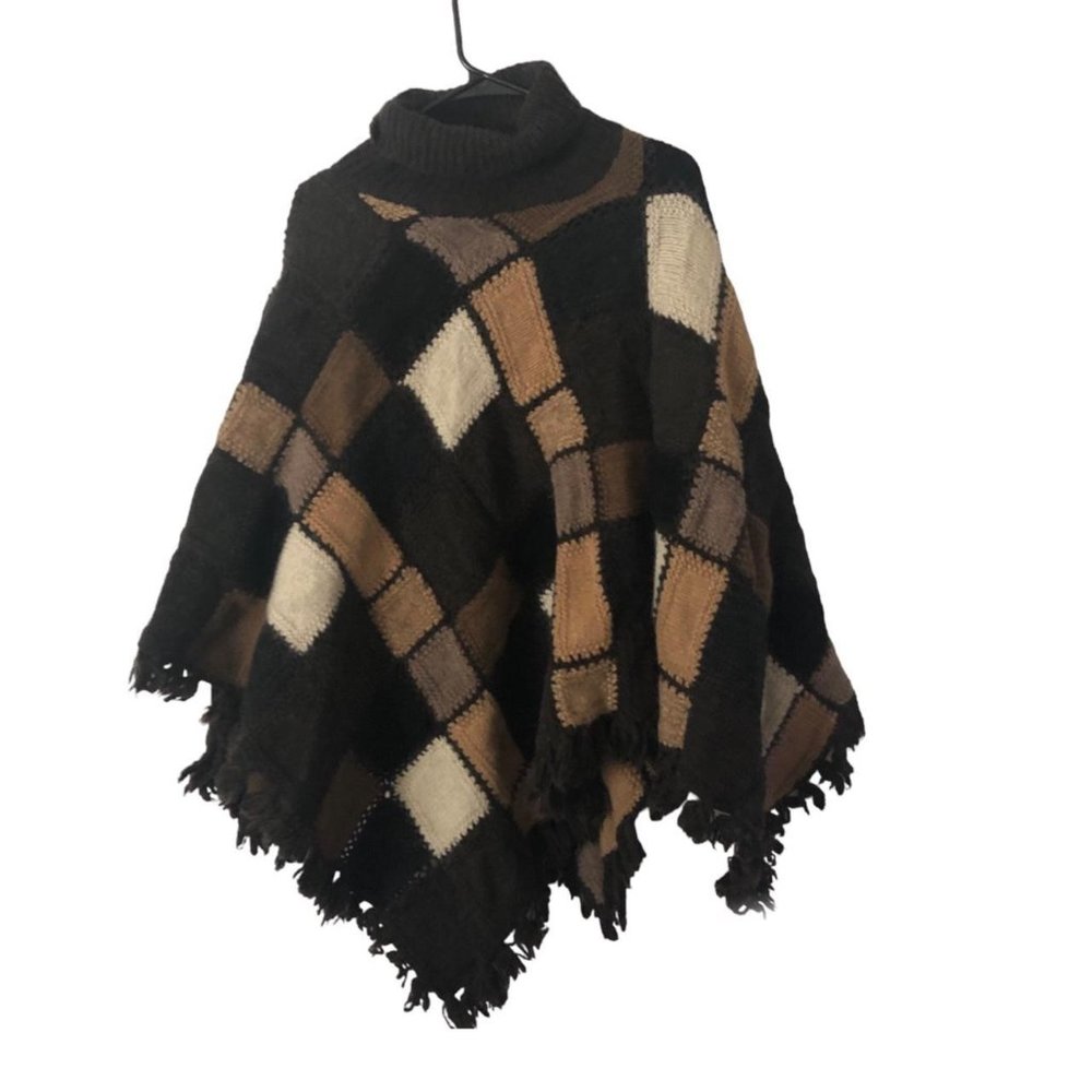 Ralph Lauren Hand Knit Granny Square Poncho